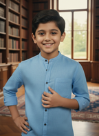 TerraDesi Junior Alabaster Grace Solid Mandarin Shirt