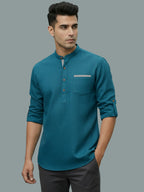 TerraDesi Men's Casual Regular Fit Full Sleeve Pocket Contrast Kurta (SE119)