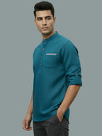 TerraDesi Men's Casual Regular Fit Full Sleeve Pocket Contrast Kurta (SE119)