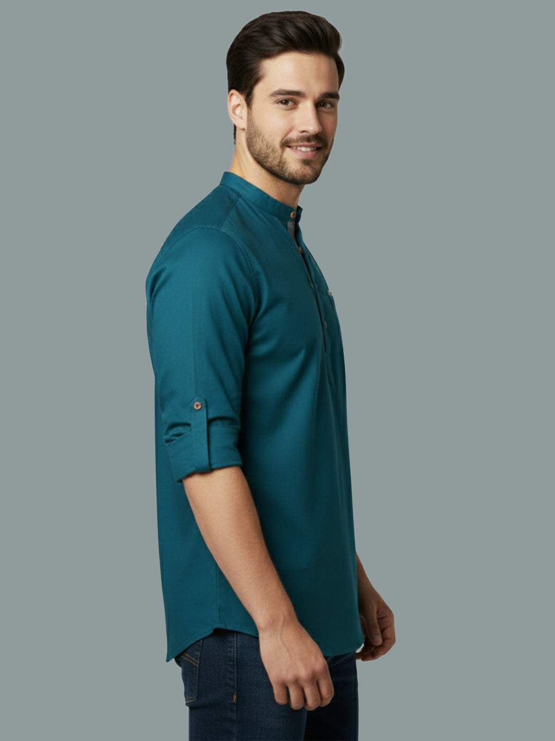 TerraDesi Men's Regular Fit Cotton Mandarin Collar Kurta (SE120)
