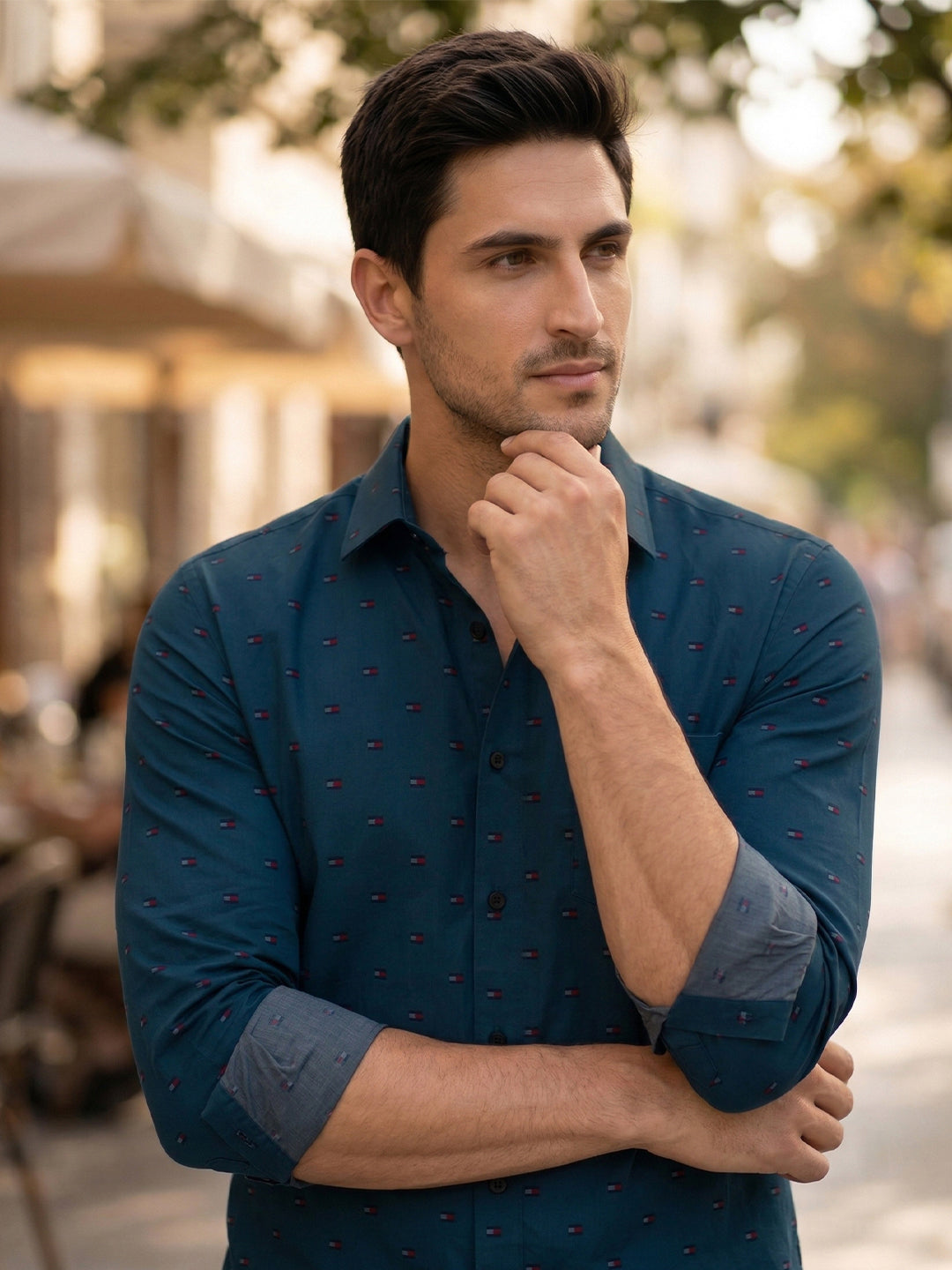 TerraDesi Urban Crest Printed Cotton Shirt for Men