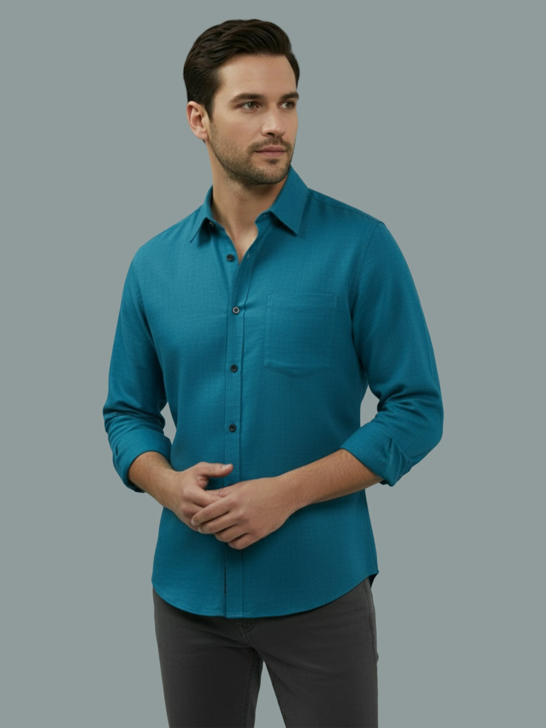 TerraDesi Saffron Ember Solid Cotton Formal Shirt