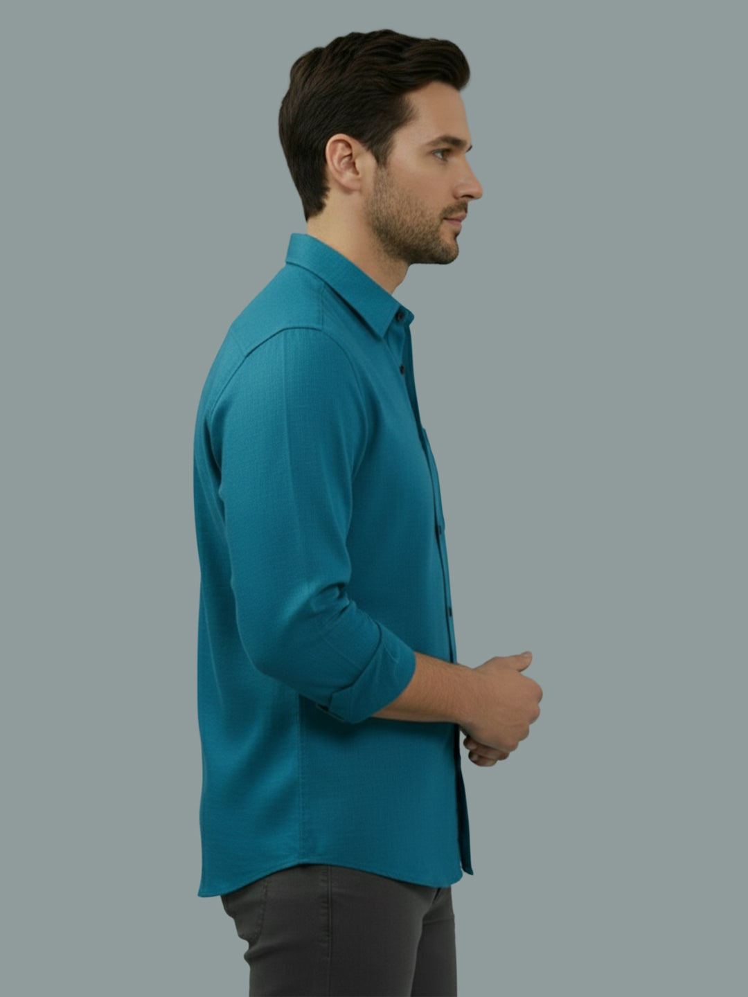 TerraDesi Saffron Ember Solid Cotton Formal Shirt