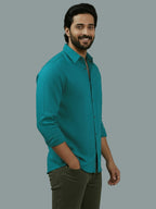TerraDesi Azure Zenith Solid Cotton Blend Formal Shirt