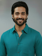 TerraDesi Azure Zenith Solid Cotton Blend Formal Shirt