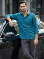 TerraDesi Saffron Ember Solid Cotton Formal Shirt