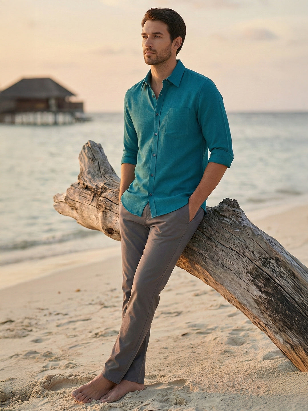 TerraDesi Men’s Essential Solid Cotton Blend Shirt