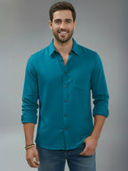 TerraDesi Alabaster Peak Solid Cotton Blend Formal Shirt