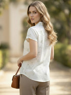 TerraDesi Ivory Bloom Viscose Shirt – Effortless Grace Edit
