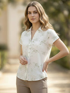 TerraDesi Ivory Bloom Viscose Shirt – Effortless Grace Edit
