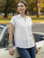 TerraDesi Noor Dobby Ivory Shirt – Soft Texture Elegance