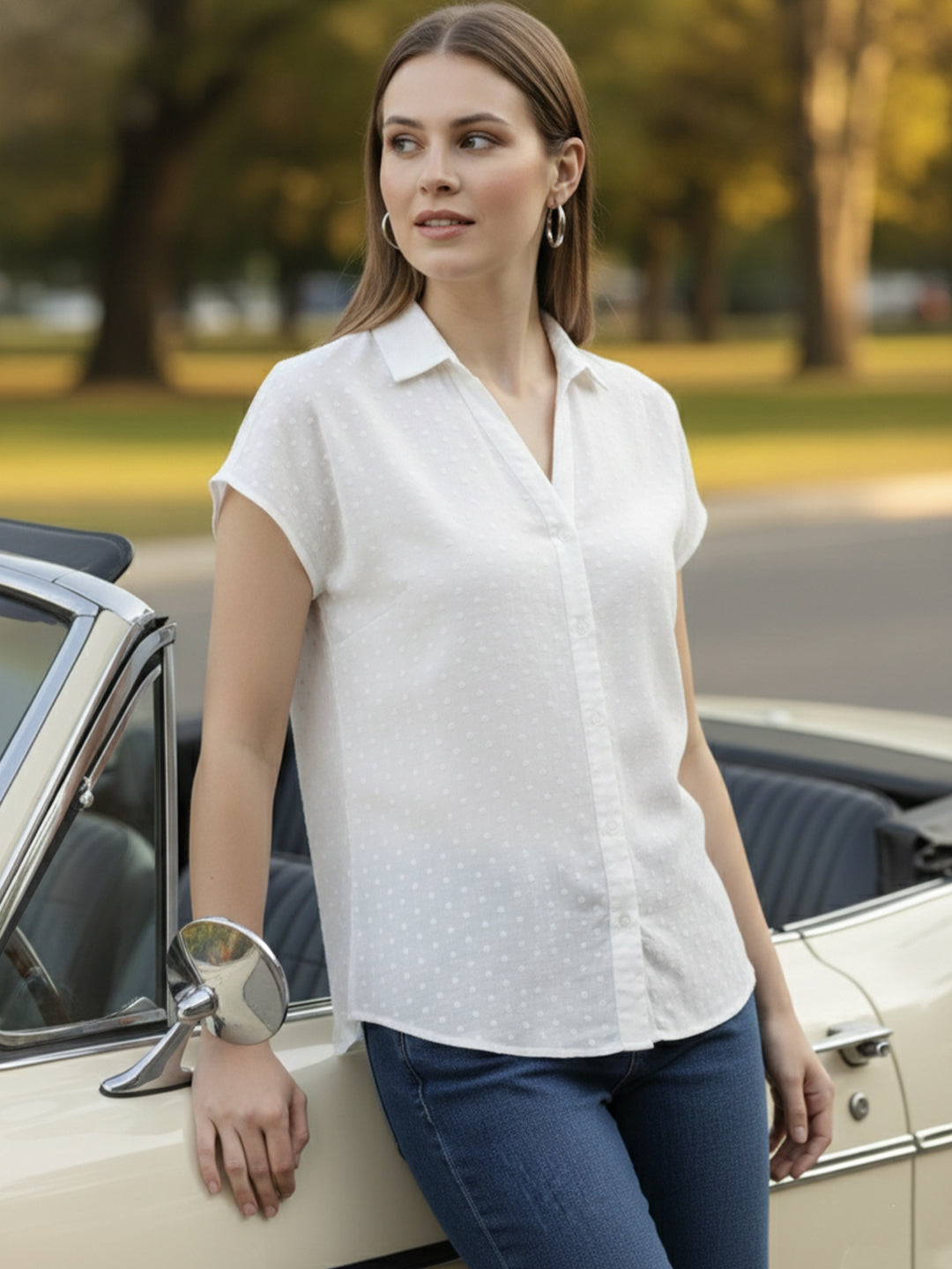 TerraDesi Noor Dobby Ivory Shirt – Soft Texture Elegance