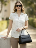 TerraDesi Ivory Bloom Viscose Shirt – Effortless Grace Edit