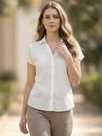 TerraDesi Noor Dobby Ivory Shirt – Soft Texture Elegance