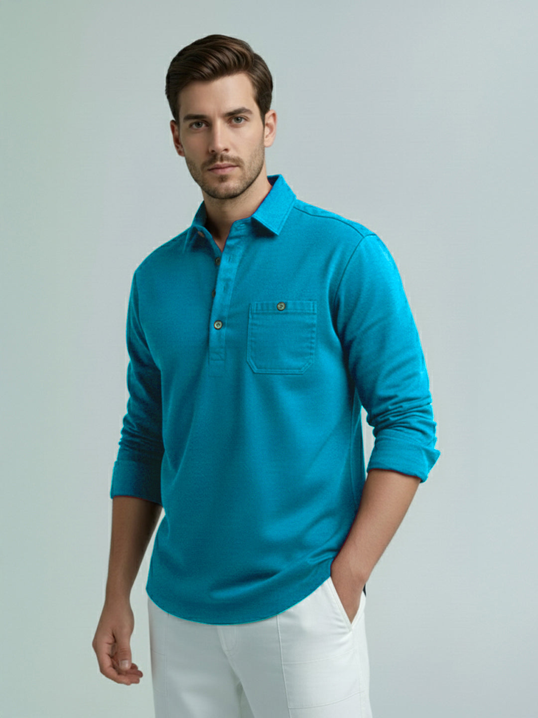 TerraDesi Men's Solid Cotton Short Kurta – Smart Everyday Style (SE88)
