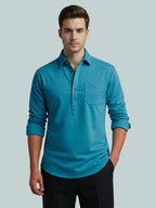 TerraDesi Onyx Midnight Solid Cotton Short Kurta