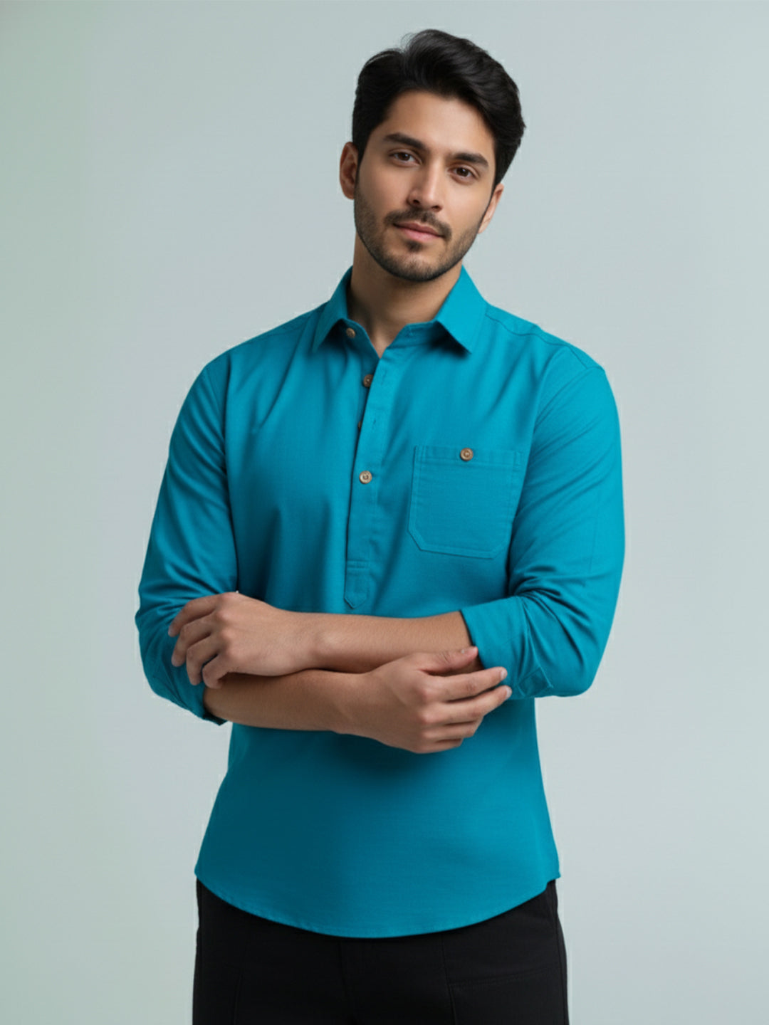 TerraDesi Men's Premium Cotton Short Kurta – Modern Ethnic Essential (SE82)
