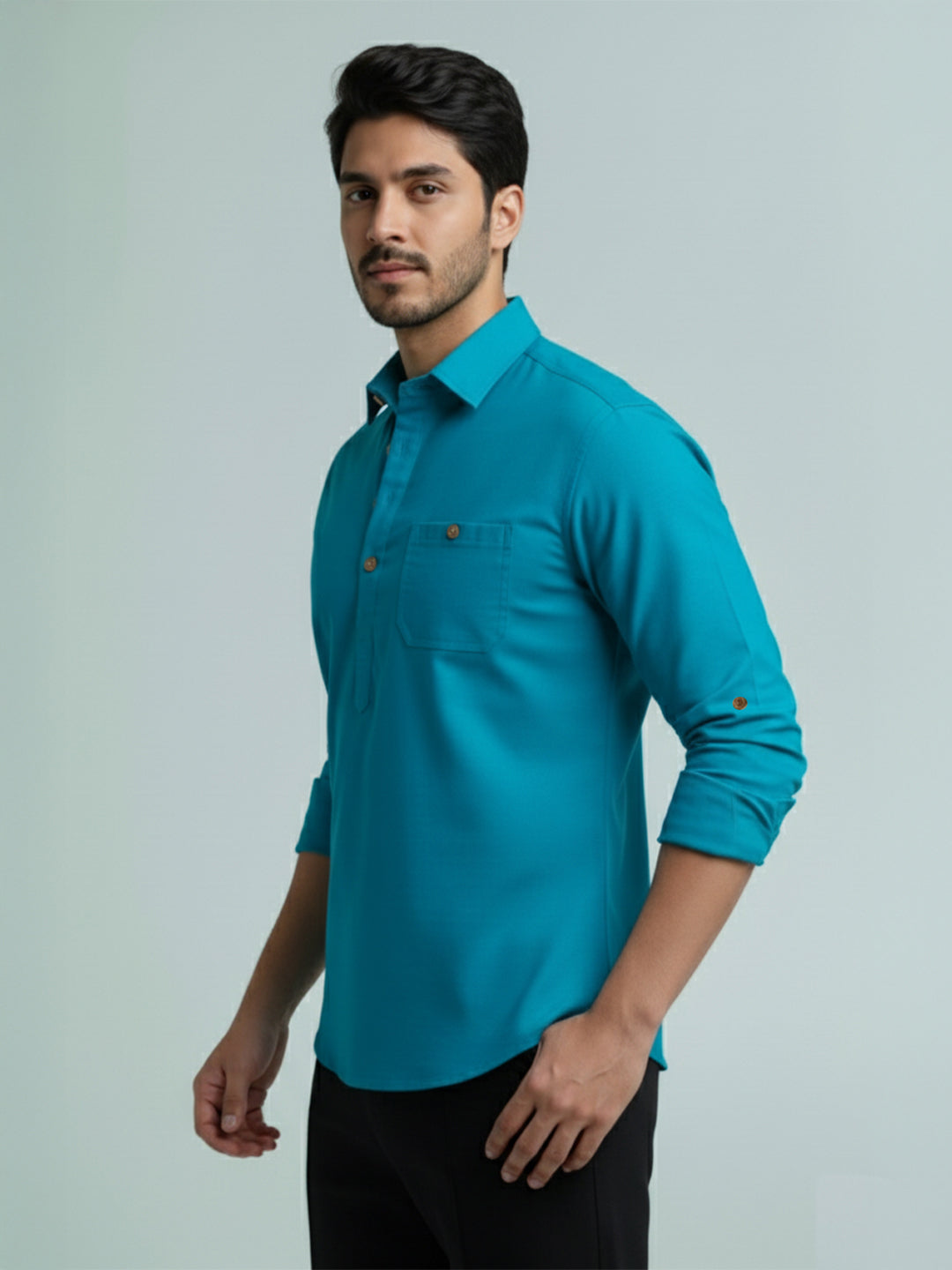TerraDesi Men's Premium Cotton Short Kurta – Modern Ethnic Essential (SE82)