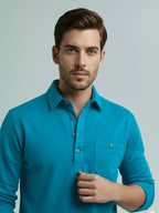 TerraDesi Men's Solid Cotton Short Kurta – Smart Everyday Style (SE88)