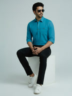 TerraDesi Men's Solid Cotton Short Kurta | Casual Full Sleeve Regular Fit (SE89)
