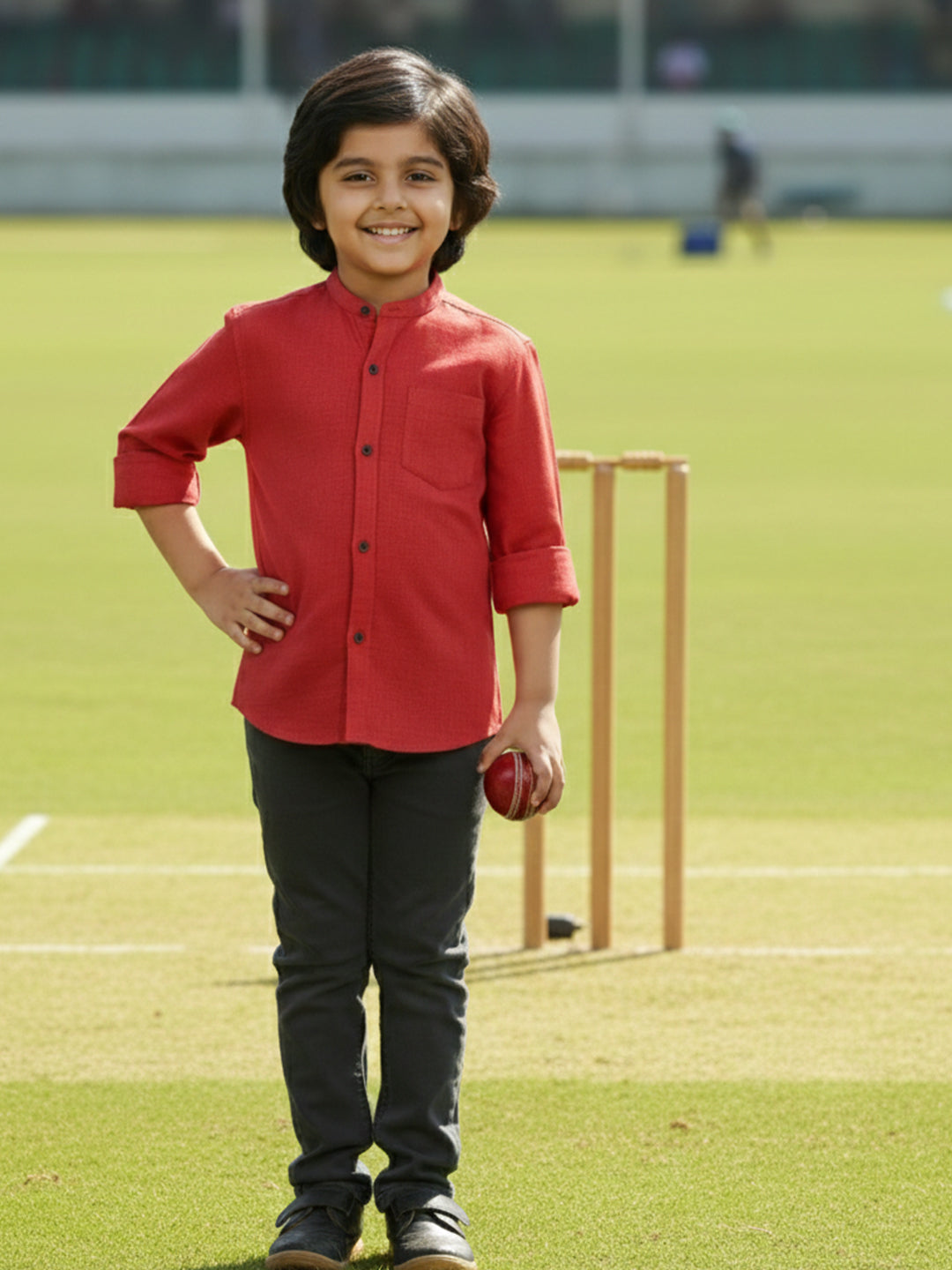 TerraDesi Junior Alabaster Grace Solid Mandarin Shirt