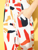 TerraDesi Women Modern Classic White Printed Night Suit
