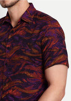 TerraDesi Dark Wave Abstract Print Rayon Shirt – Wine & Purple Statement Wear