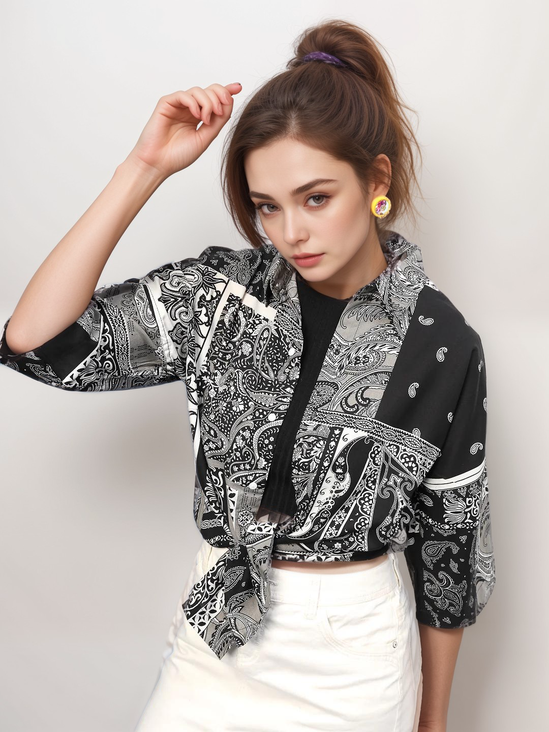 TerraDesi Noir Paisley Patch Oversized Shirt – Heritage Street Edit