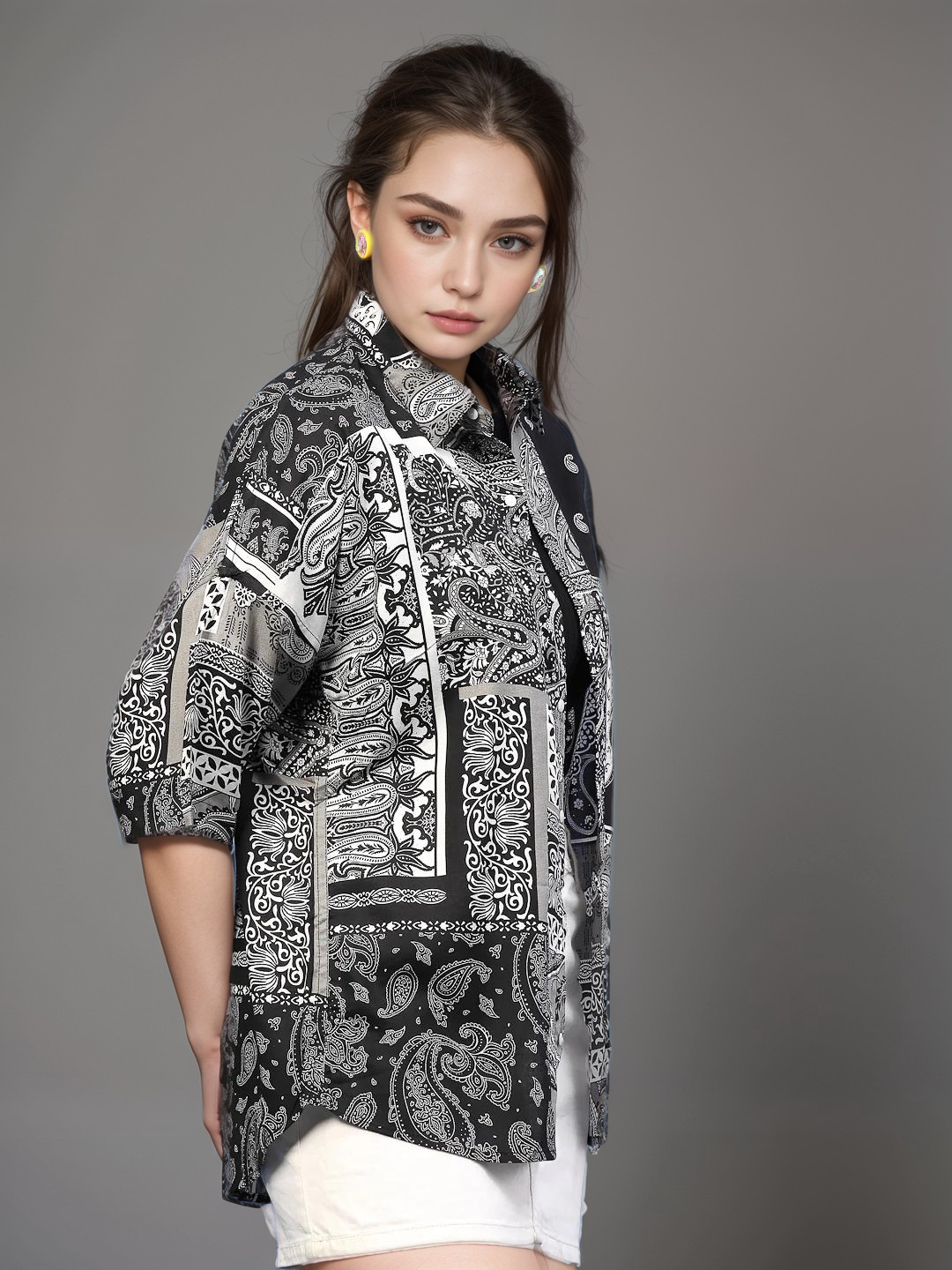 TerraDesi Noir Paisley Patch Oversized Shirt – Heritage Street Edit