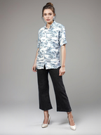 TerraDesi Oceania Azure Tropical Oversized Shirt