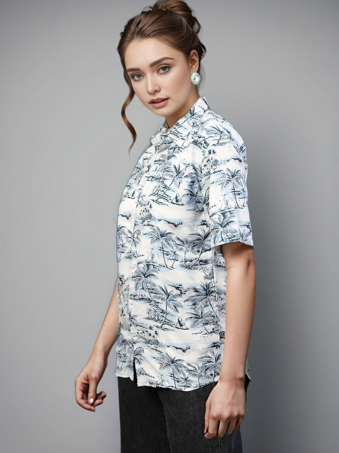 TerraDesi Oceania Azure Tropical Oversized Shirt