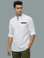 TerraDesi Men's Casual Regular Fit Full Sleeve Pocket Contrast Kurta (SE119)