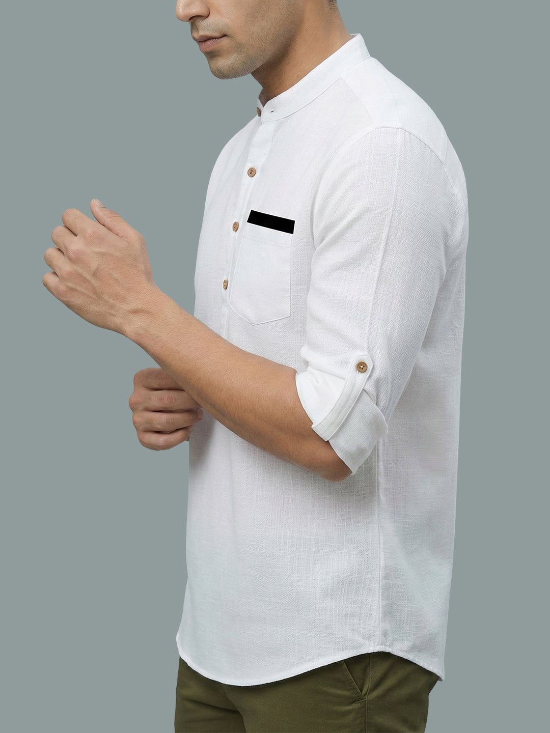 TerraDesi Men's Casual Regular Fit Full Sleeve Pocket Contrast Kurta (SE119)