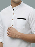 TerraDesi Men's Casual Regular Fit Full Sleeve Pocket Contrast Kurta (SE119)