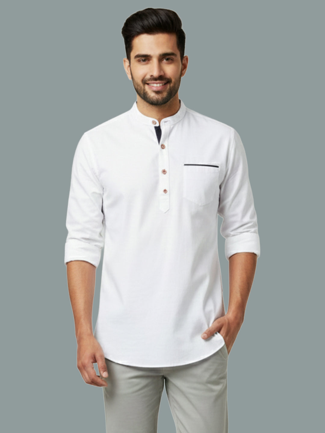 TerraDesi Men's Regular Fit Cotton Mandarin Collar Kurta (SE120)