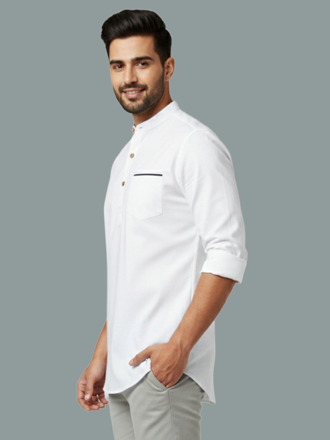 TerraDesi Men's Regular Fit Cotton Mandarin Collar Kurta (SE120)