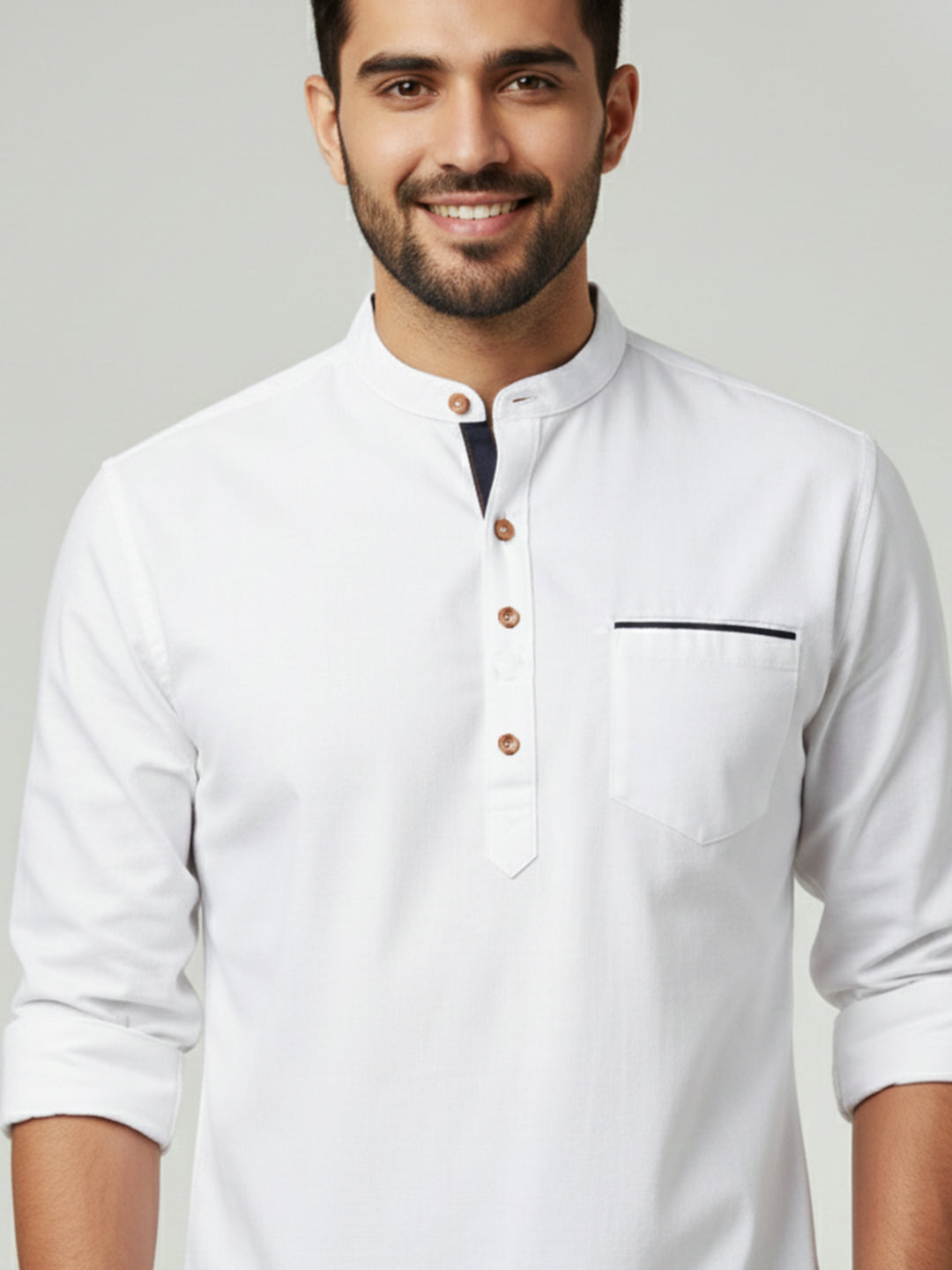 TerraDesi Men's Regular Fit Cotton Mandarin Collar Kurta (SE120)
