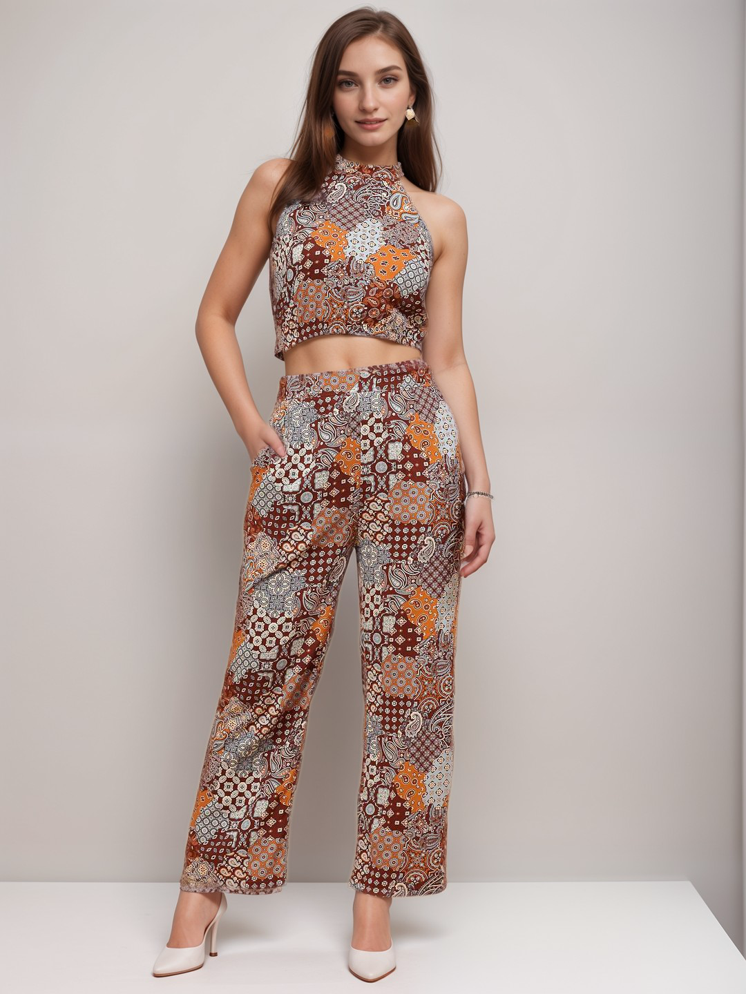 TerraDesi Zarika Patchwork Luxe Co-ord Set – Halter Edition