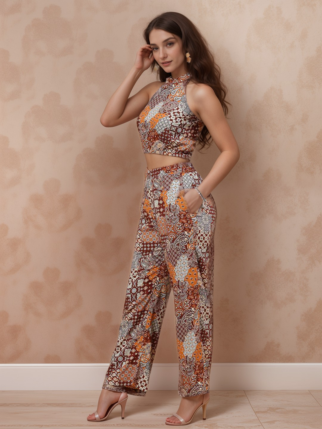 TerraDesi Zarika Patchwork Luxe Co-ord Set – Halter Edition