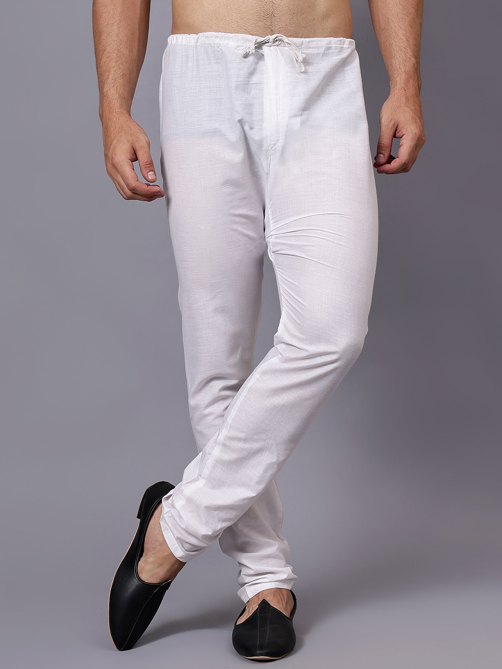 TerraDesi Classic Comfort White Drawstring Ethnic Pajama