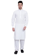 TerraDesi Royal Ivory Mandarin Collar Cotton Kurta Pajama Set