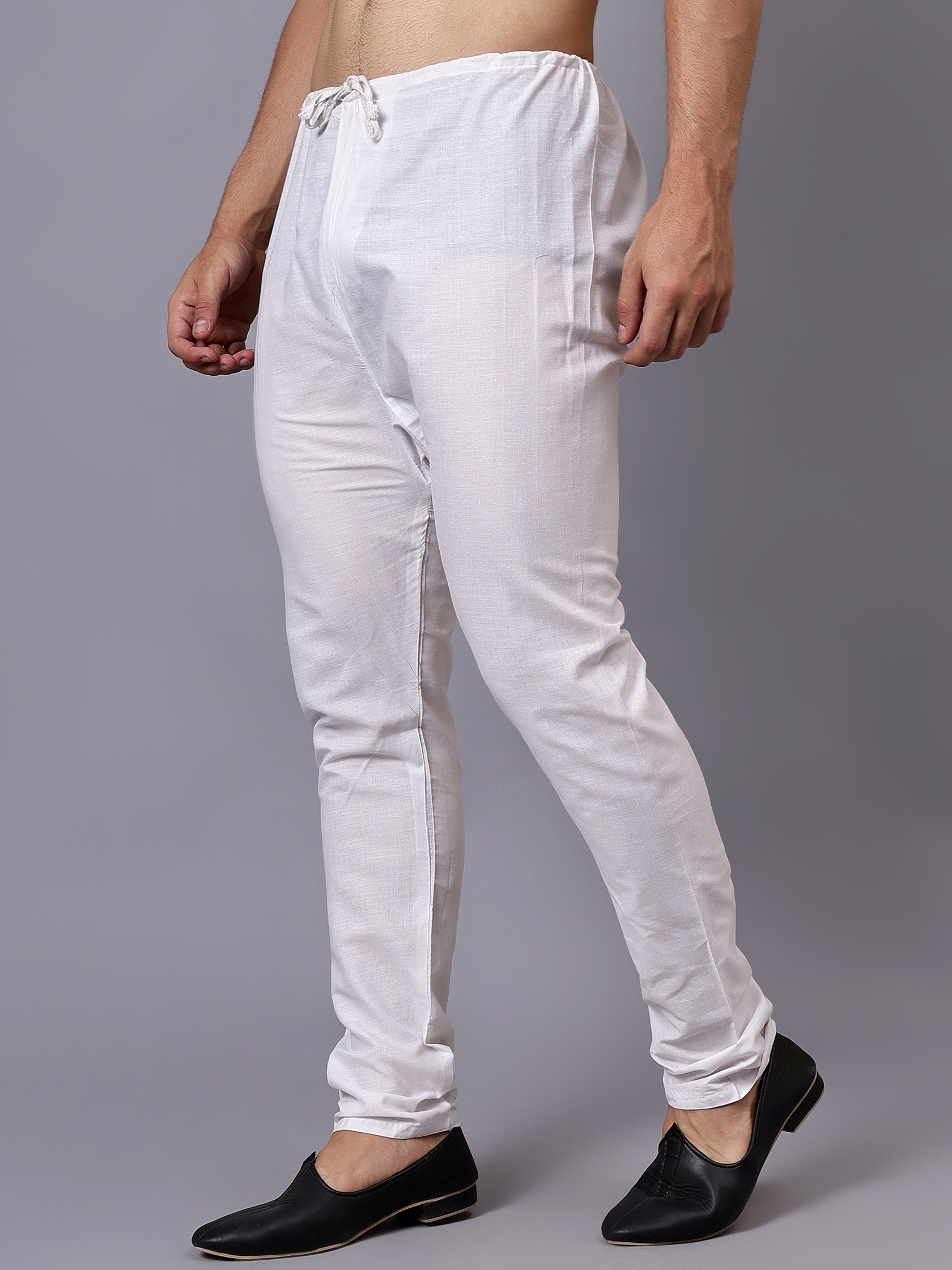 TerraDesi Classic Comfort White Drawstring Ethnic Pajama