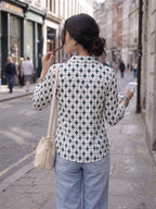 Ivory Mosaic Cotton Shirt – Everyday Heritage Elegance