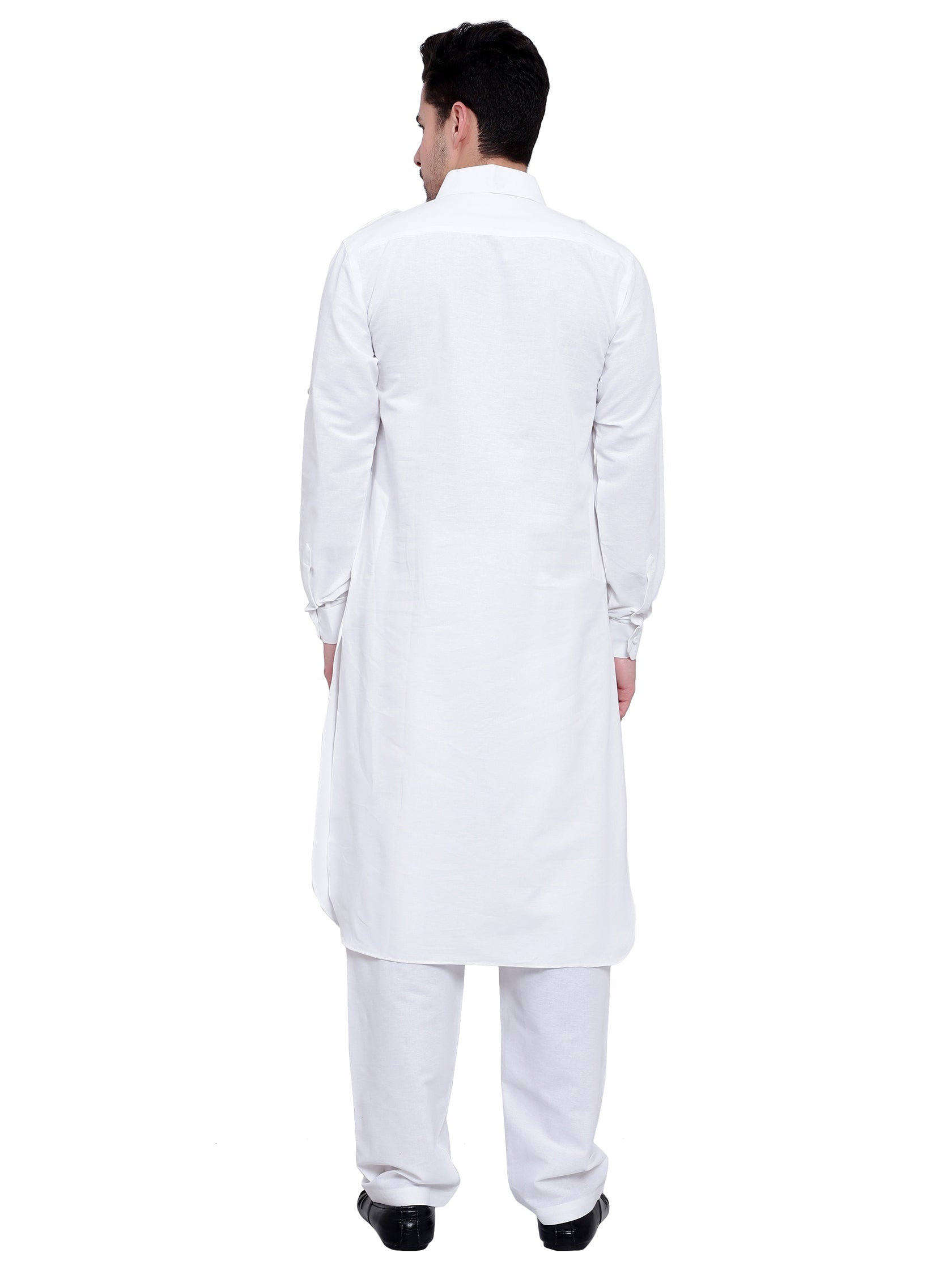 TerraDesi Ivory Classic Cotton Kurta Pajama Set with Utility Pockets
