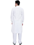 TerraDesi Royal Ivory Mandarin Collar Cotton Kurta Pajama Set