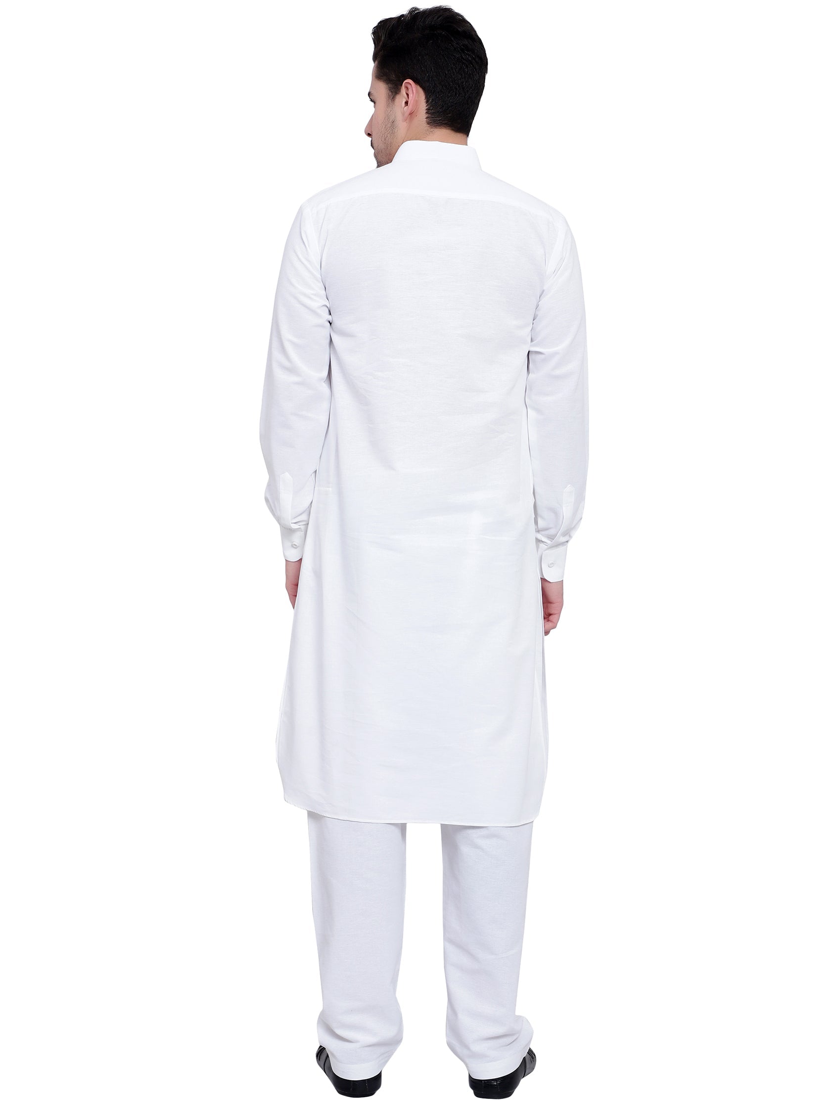 TerraDesi Royal Ivory Mandarin Collar Cotton Kurta Pajama Set