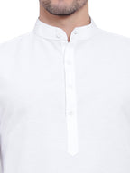 TerraDesi Royal Ivory Mandarin Collar Cotton Kurta Pajama Set