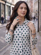 Ivory Mosaic Cotton Shirt – Everyday Heritage Elegance