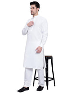 TerraDesi Royal Ivory Mandarin Collar Cotton Kurta Pajama Set
