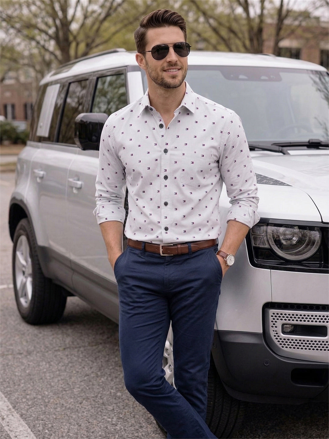 TerraDesi Urban Crest Printed Cotton Shirt for Men
